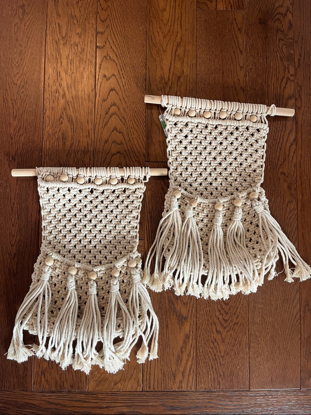 The Spring Shop Cream Macramé Wall Hangings with Wooden Beads - Set of 2